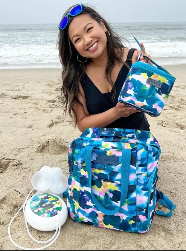 mom holding sarah wells cold gold with Cimilre S6 + and aquarelle bundle