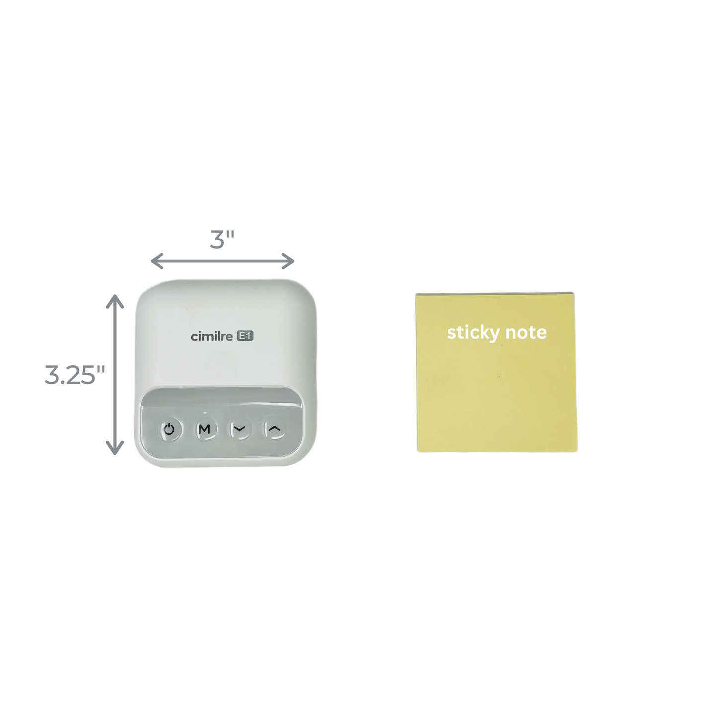 e1 portable breast pump next to sticky note for comparison