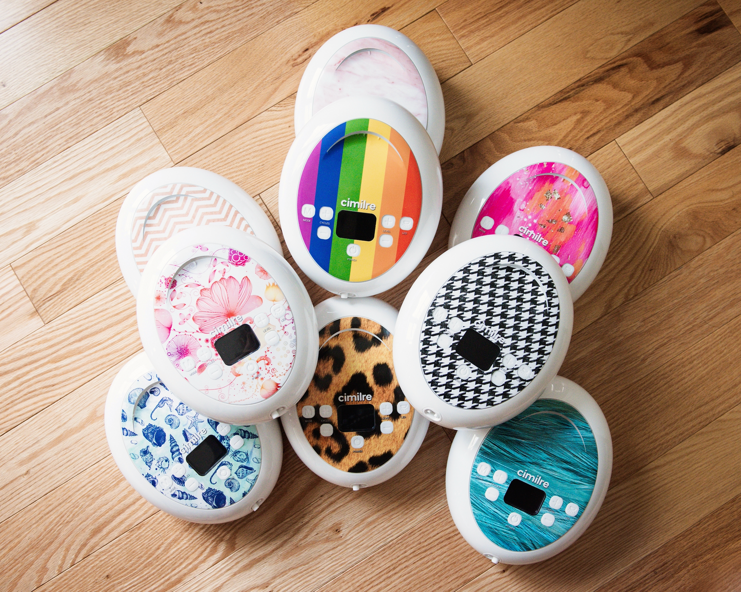 stack of s6 and s6+ breast pumps showing the skin decal designs