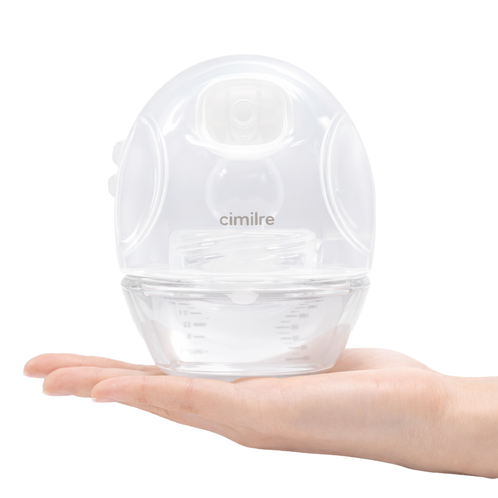 one Cimilre hands free collection cup being held in a hand