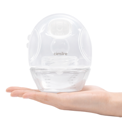 one Cimilre hands free collection cup being held in a hand
