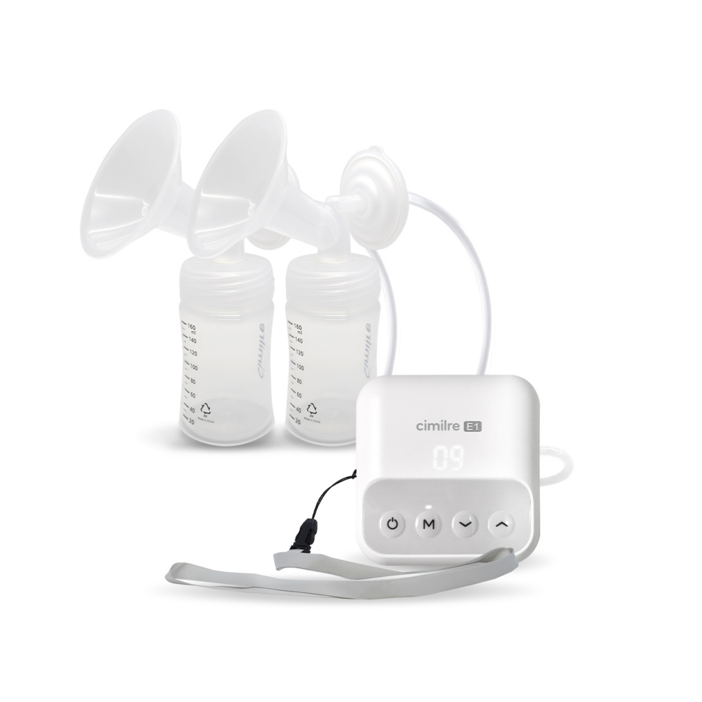 cimilre e1 breast pump with collection kit in background